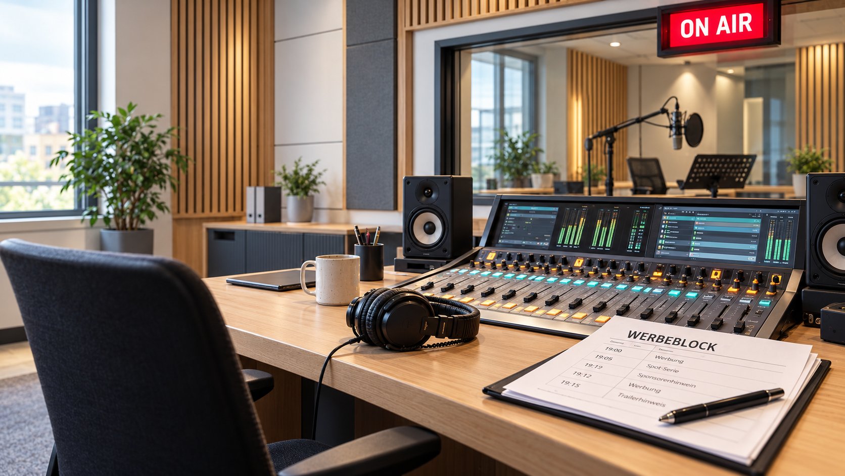Studio Setup eines Radiosenders